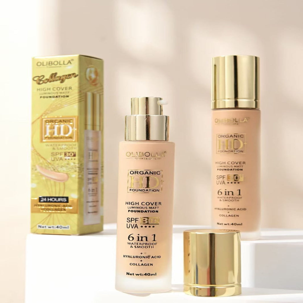 OLIBOULA Organic HD Foundation – 6-in-1 High Cover SPF 30