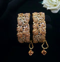Luxury Floral Gold Bangles with Peach Stones & Pearl Detailing