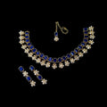 Royal Blue Bridal Necklace Set – Elegant Kundan Jewelry with Earrings & Tikka