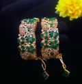 Royal Emerald Gold-Plated Bangles – Handcrafted Floral Design