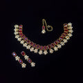 Ruby Red &  amp; Go Bridal Necklace Set – Elegant Kundan Jewelry with Earrings & amp Tikka