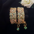 Royal Emerald Gold-Plated Bangles – Handcrafted Floral Design