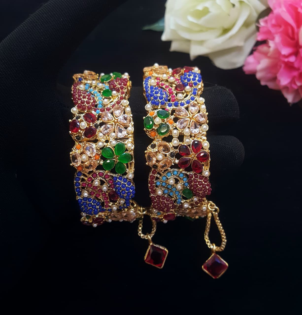 Royal Multicolor Kundan Bridal Bangles Traditional Jewelry