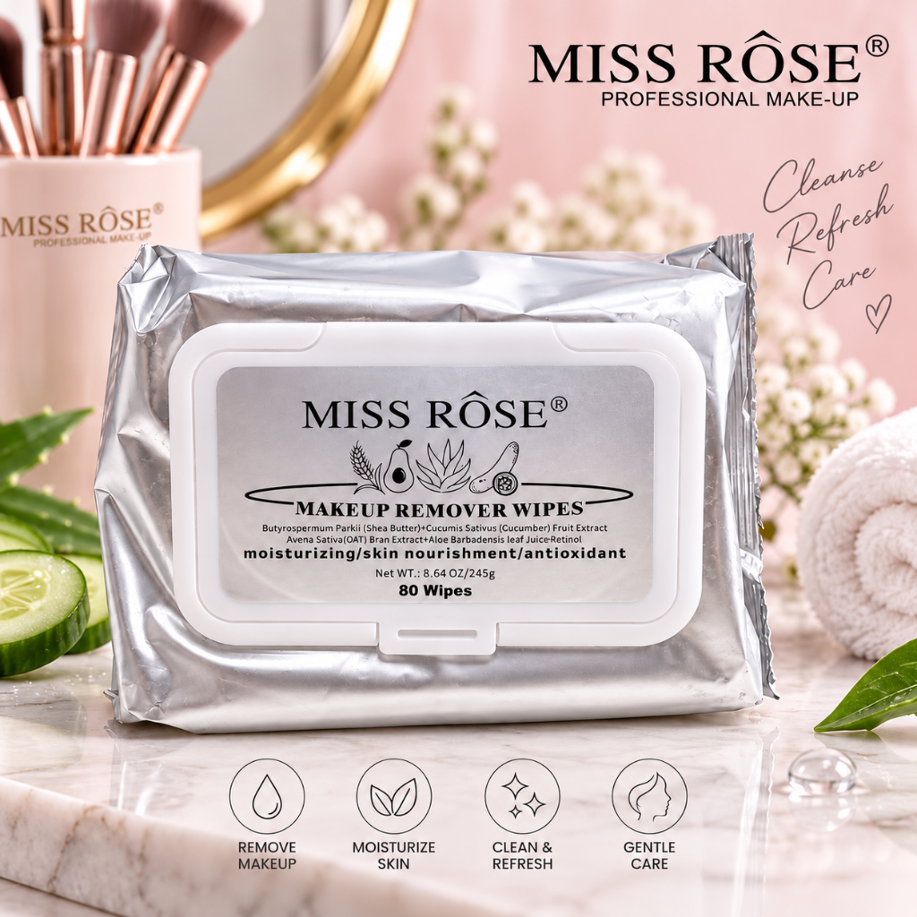 MISS RÔSE Makeup Remover Wipes – Makeup Cleansing & Skin Refresh 80pcs