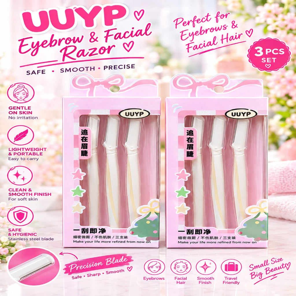UUYP 3-Piece Eyebrow & Facial Razor Set