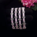 Blush Pink & Silver Crystal Bangle Set