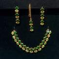 Emerald Green Necklace Set – Elegant Bridal Jewelry with Earrings & Tikka